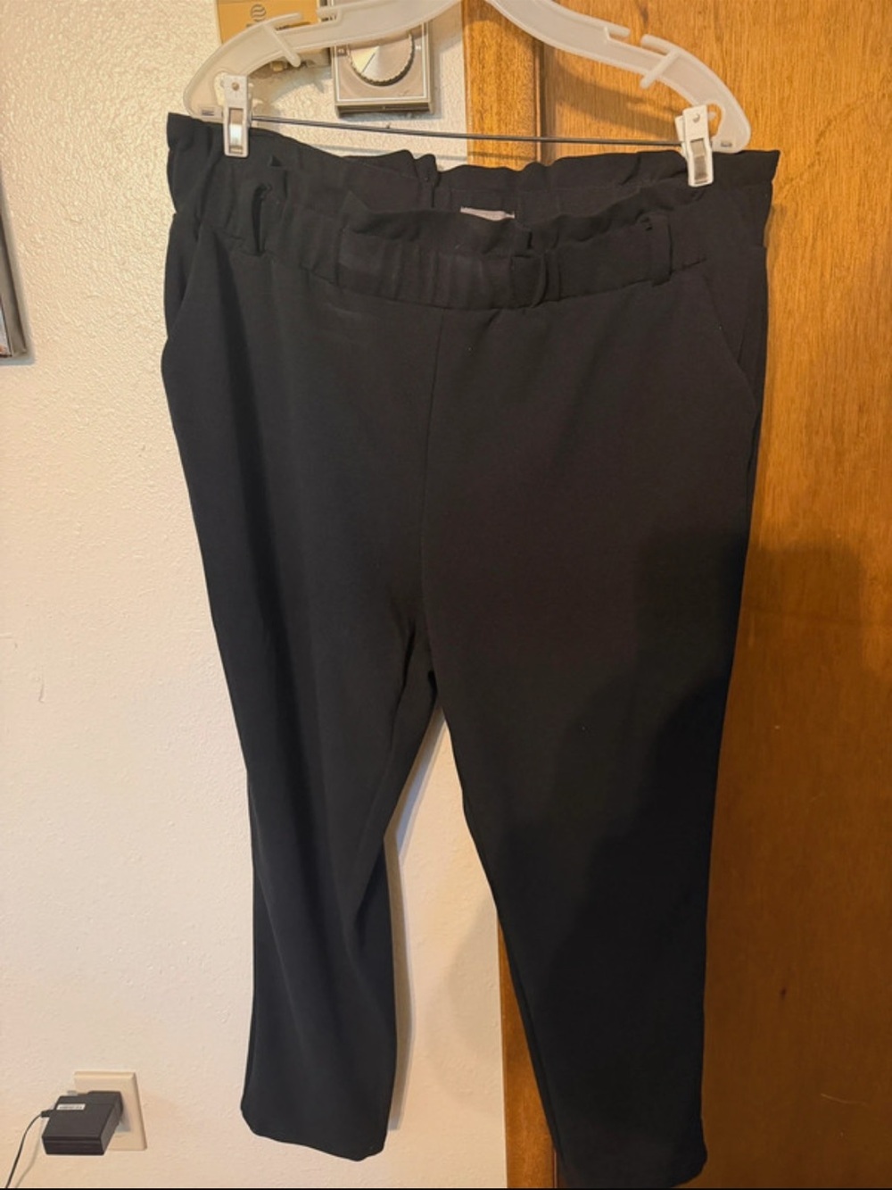 Classic Black Women's Pull-On Pants Paperbag Waist